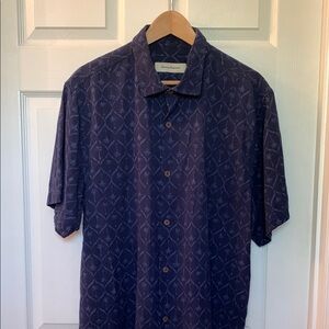 Tommy Bahama Blue Casual 100% Silk Button Down Shirt Men’s XL